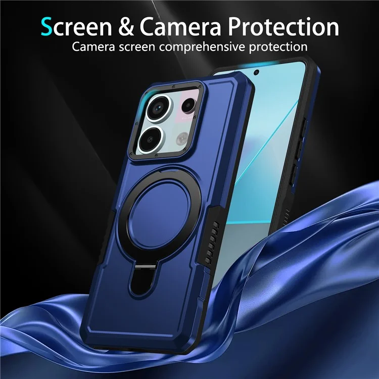 For Xiaomi Poco X6 5G / Redmi Note 13 Pro 5G Case Ring Holder Kickstand TPU+PC Phone Cover - Sapphire