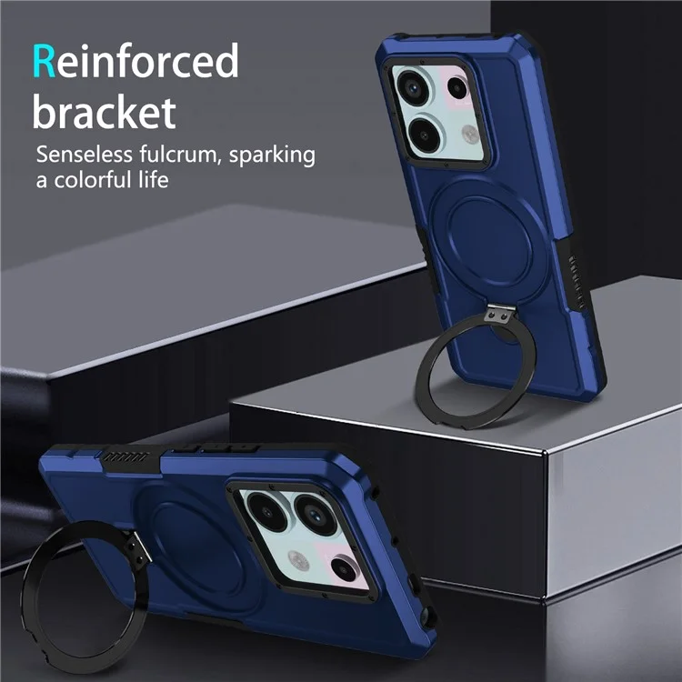 For Xiaomi Poco X6 5G / Redmi Note 13 Pro 5G Case Ring Holder Kickstand TPU+PC Phone Cover - Sapphire