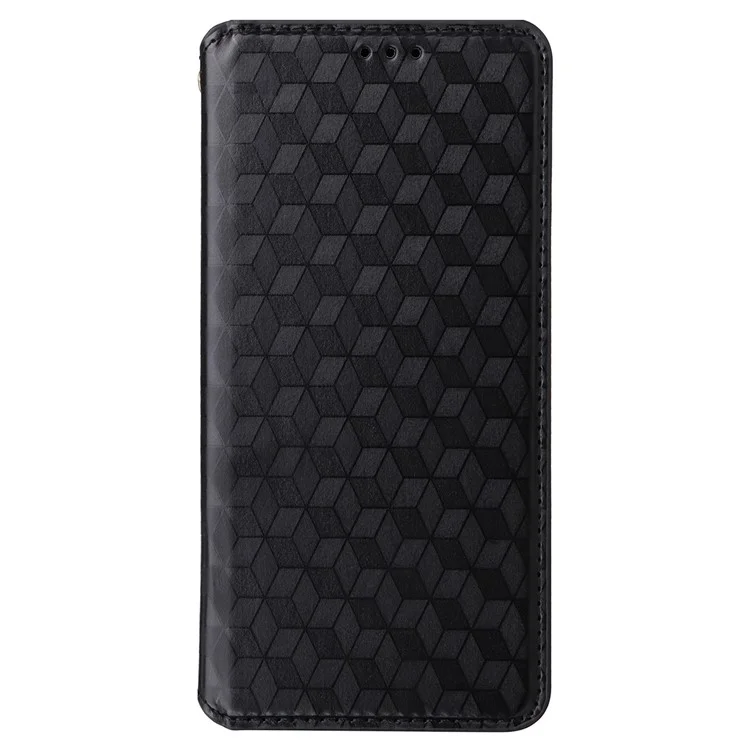 Para Xiaomi Redmi K70 Ultra Wallet Case Rhombus Imprinted Leather Phone Cover - Black