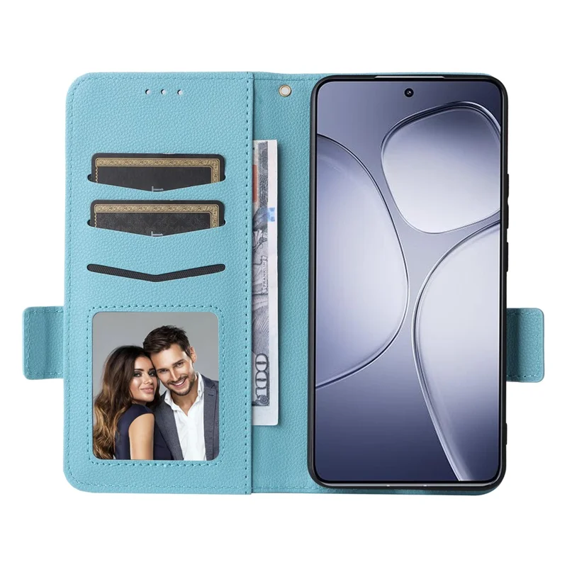 For Xiaomi Redmi K70 Ultra Case with Wrist Strap Litchi Texture PU Leather Wallet Phone Cover - Baby Blue