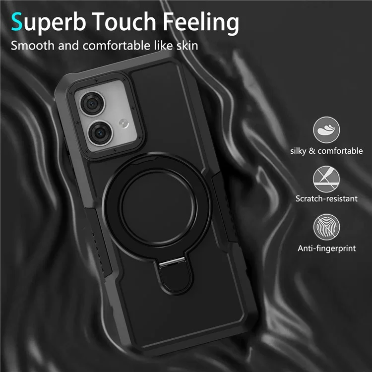 For Motorola Moto G84 5G Case TPU+PC Dual Layer Kickstand Phone Cover - Black