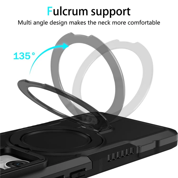 For Motorola Moto G84 5G Case TPU+PC Dual Layer Kickstand Phone Cover - Black