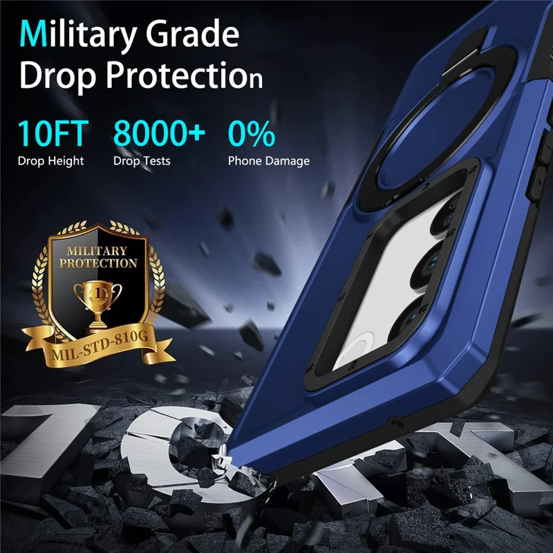 For vivo V27 5G Case TPU+PC 2-in-1 Phone Cover with Ring Kickstand - Sapphire