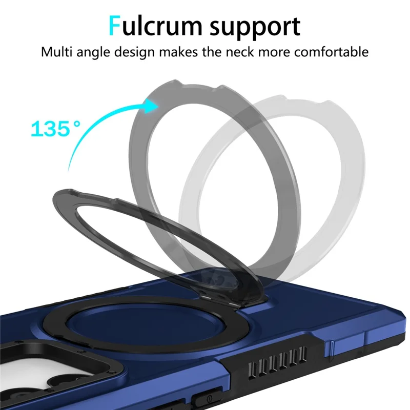 For vivo V27 5G Case TPU+PC 2-in-1 Phone Cover with Ring Kickstand - Sapphire