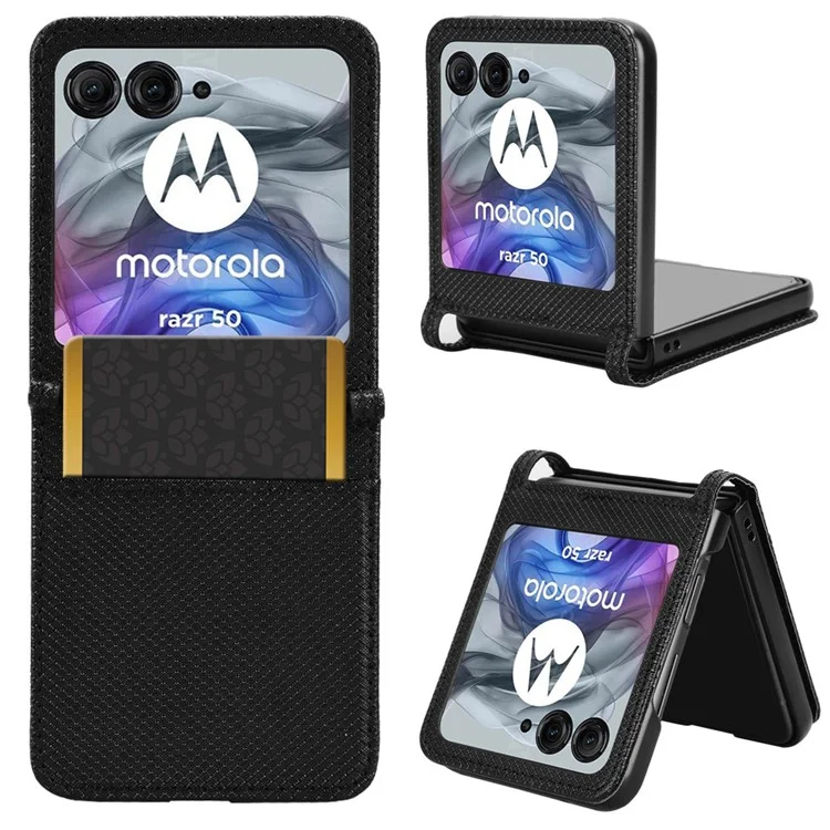 Per Motorola Razr 50 5G / Razr 2024 5G Custodia in Pelle Slot per Schede Texture a Diamante Cover per Telefono - Nero