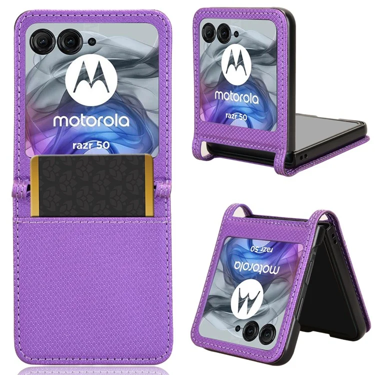 For Motorola Razr 50 5G / Razr 2024 5G Leather Case Card Slot Diamond Texture Phone Cover - Purple