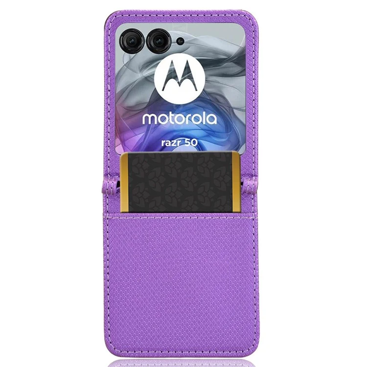 For Motorola Razr 50 5G / Razr 2024 5G Leather Case Card Slot Diamond Texture Phone Cover - Purple