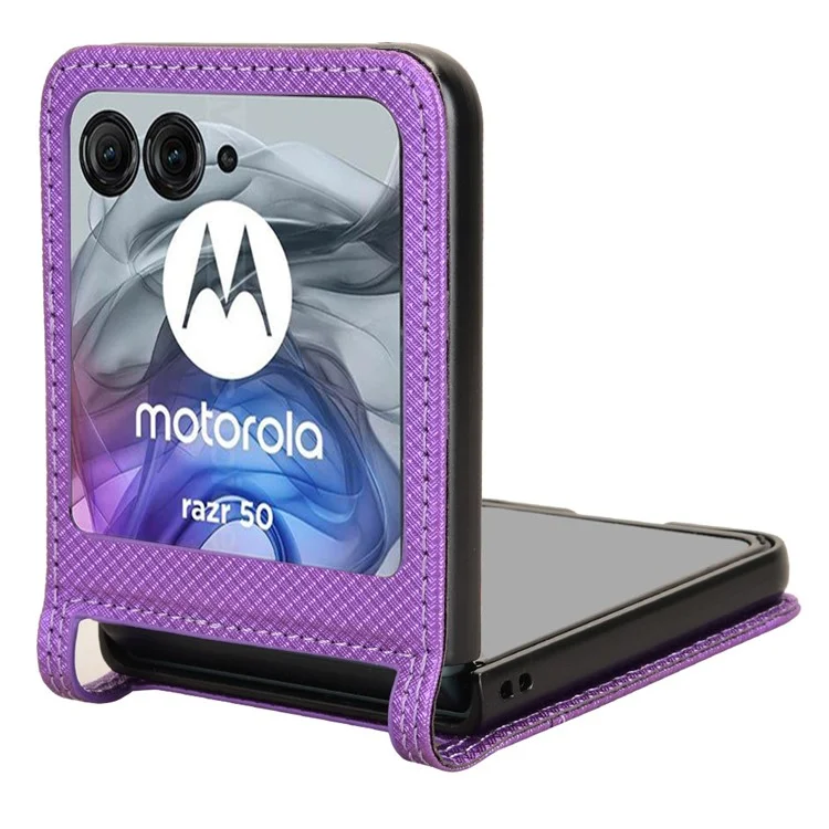 For Motorola Razr 50 5G / Razr 2024 5G Leather Case Card Slot Diamond Texture Phone Cover - Purple