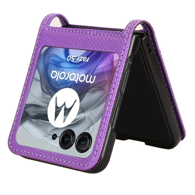 For Motorola Razr 50 5G / Razr 2024 5G Leather Case Card Slot Diamond Texture Phone Cover - Purple
