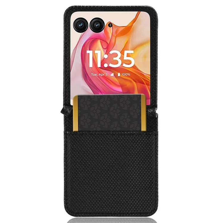 Für Motorola Razr 50 Ultra 5G / Razr+ 2024 5G Schutzhülle mit Kartenfach PU-Leder Handyhülle - Schwarz