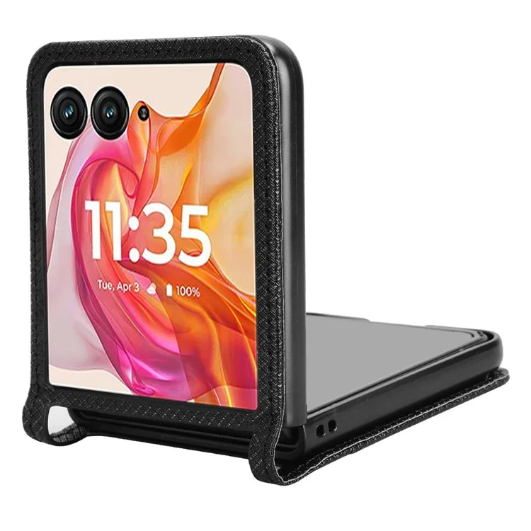 Für Motorola Razr 50 Ultra 5G / Razr+ 2024 5G Schutzhülle mit Kartenfach PU-Leder Handyhülle - Schwarz