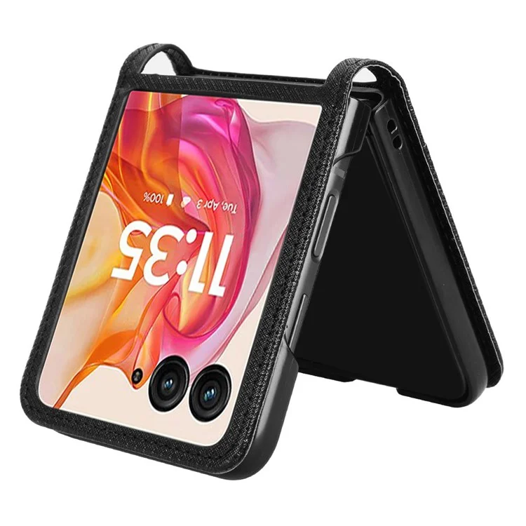 Für Motorola Razr 50 Ultra 5G / Razr+ 2024 5G Schutzhülle mit Kartenfach PU-Leder Handyhülle - Schwarz