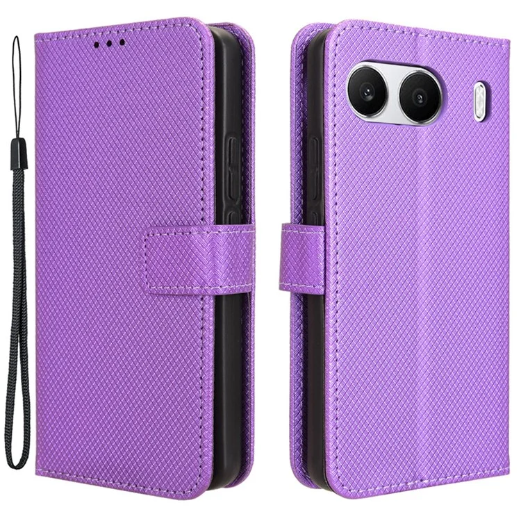 For OnePlus Nord 4 5G Phone Stand Case Diamond Texture PU Leather Cover Wallet - Purple
