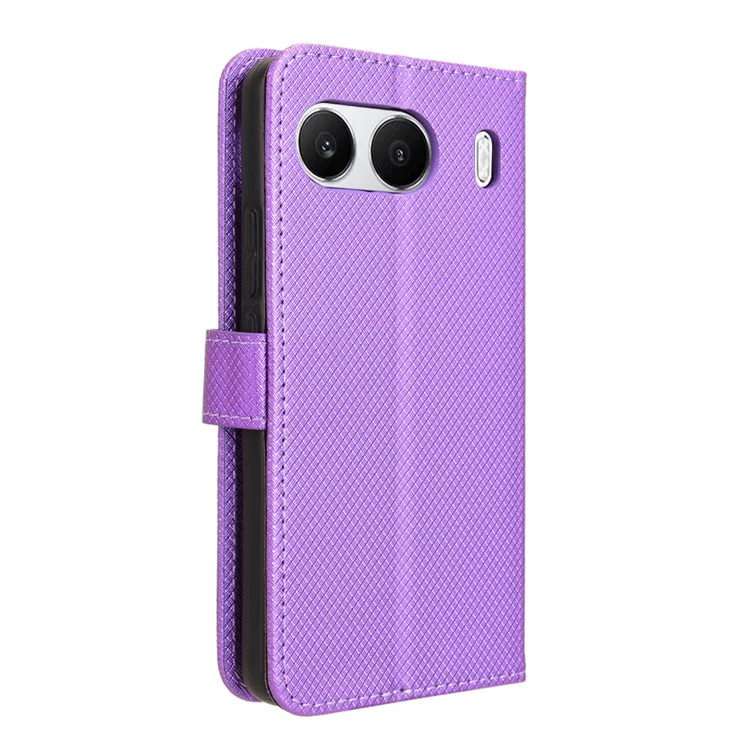 For OnePlus Nord 4 5G Phone Stand Case Diamond Texture PU Leather Cover Wallet - Purple