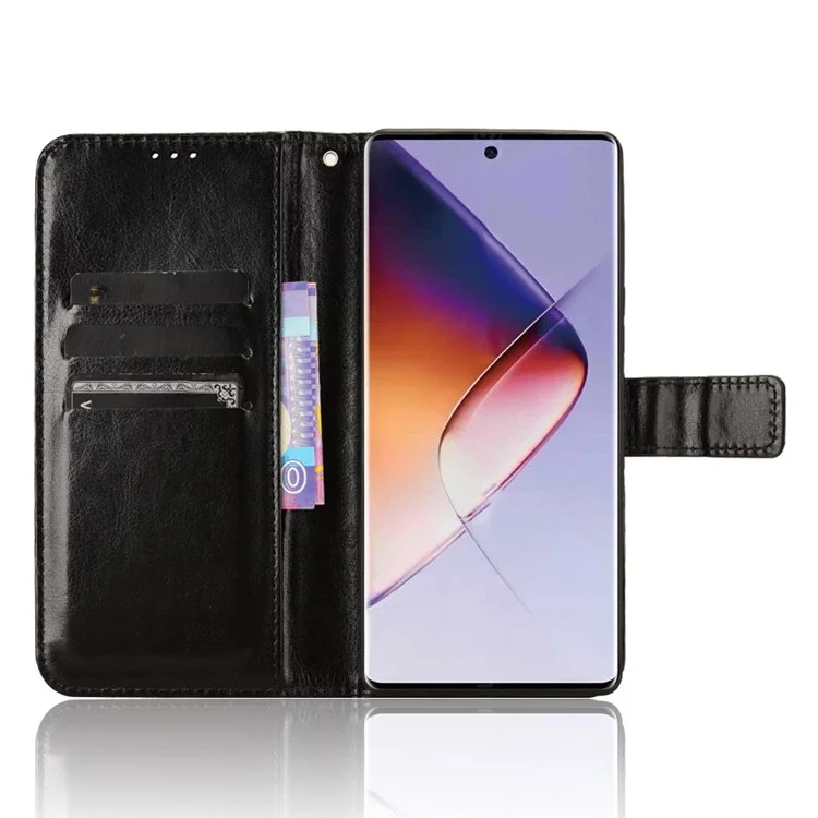 Para Infinix Note 40 5G X6852 Case PU Leather Crazy Horse Texture Phone Cover with Wallet - Preto