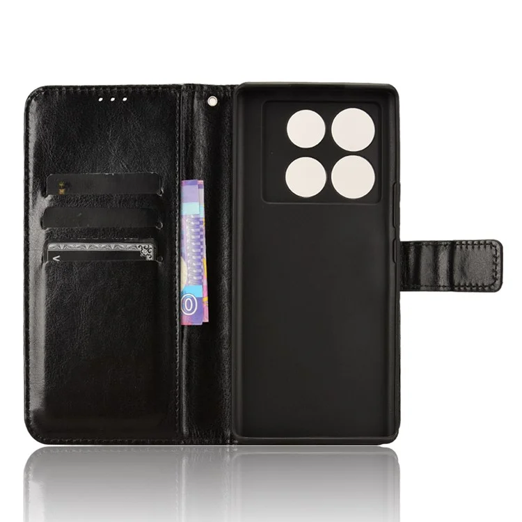 Para Infinix Note 40 5G X6852 Case PU Leather Crazy Horse Texture Phone Cover with Wallet - Preto