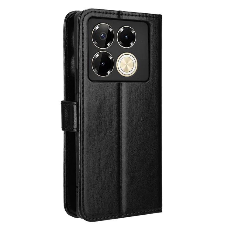 Para Infinix Note 40 5G X6852 Case PU Leather Crazy Horse Texture Phone Cover with Wallet - Preto
