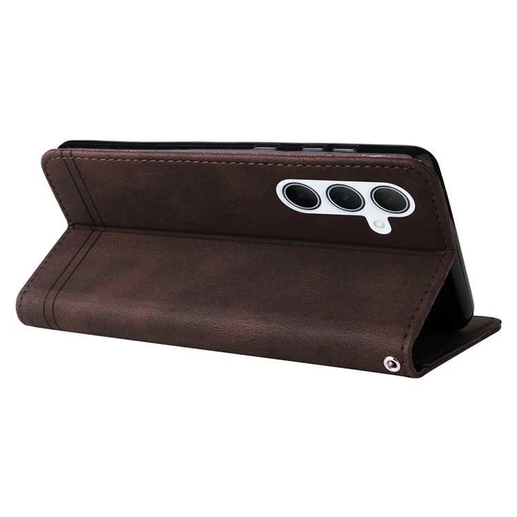 Para el caso del Samsung Galaxy M35 5G Funda de piel sintética Funda de teléfono Cartera Soporte Vista - Marrón