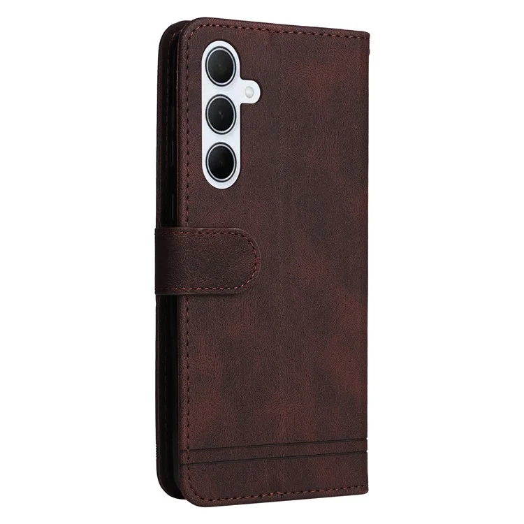 Para el caso del Samsung Galaxy M35 5G Funda de piel sintética Funda de teléfono Cartera Soporte Vista - Marrón