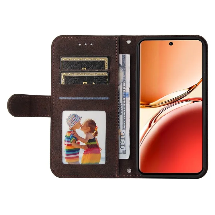 Pour Oppo Reno12 F 5G, étui motif arbre, cuir PU matériel, étui portefeuille pour téléphone - Marron