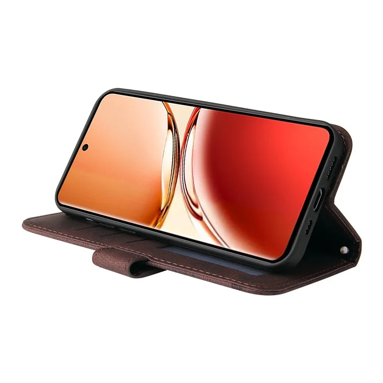 Pour Oppo Reno12 F 5G, étui motif arbre, cuir PU matériel, étui portefeuille pour téléphone - Marron