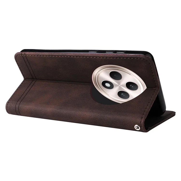 Pour Oppo Reno12 F 5G, étui motif arbre, cuir PU matériel, étui portefeuille pour téléphone - Marron