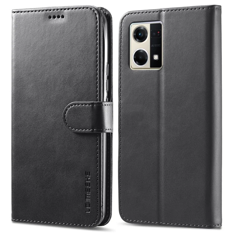 Lc. Imeeke Para Oppo Reno8 Pro 5G (versión Global) Case de Billetera Completamente Envuelta PU Cuero Cierre Magnético Folio Folio Phone Cover - Negro