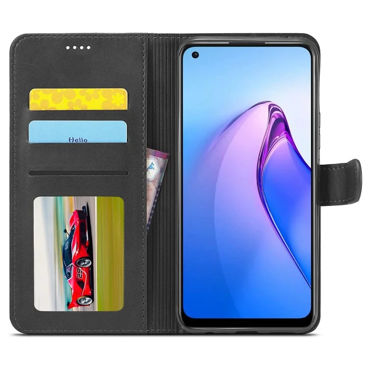 Lc. Imeeke Para Oppo Reno8 Pro 5G (versión Global) Case de Billetera Completamente Envuelta PU Cuero Cierre Magnético Folio Folio Phone Cover - Negro