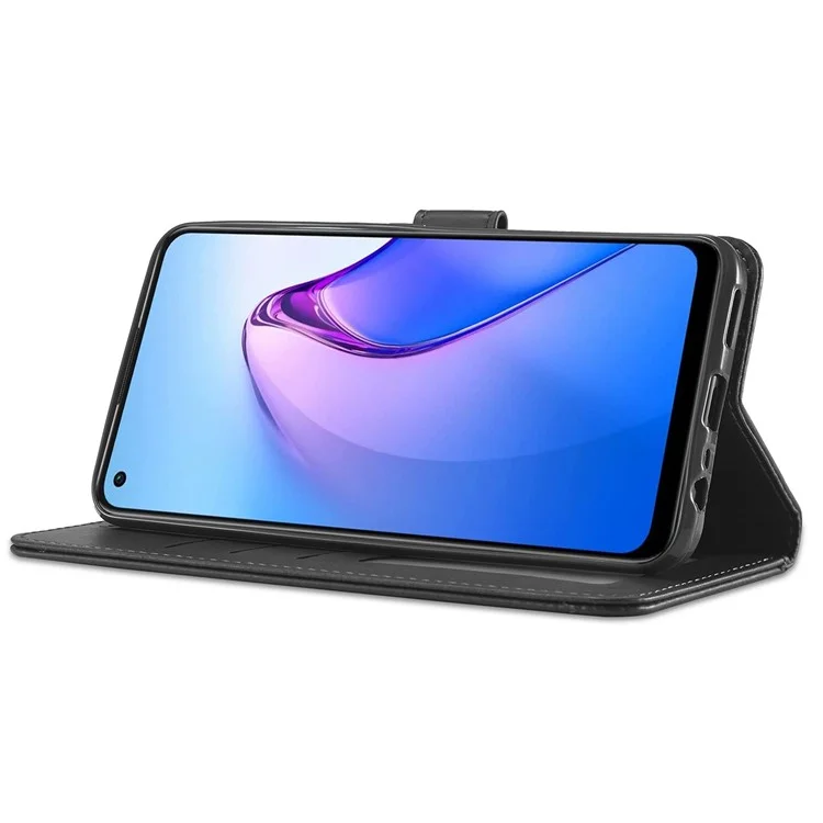 Lc. Imeeke Para Oppo Reno8 Pro 5G (versión Global) Case de Billetera Completamente Envuelta PU Cuero Cierre Magnético Folio Folio Phone Cover - Negro