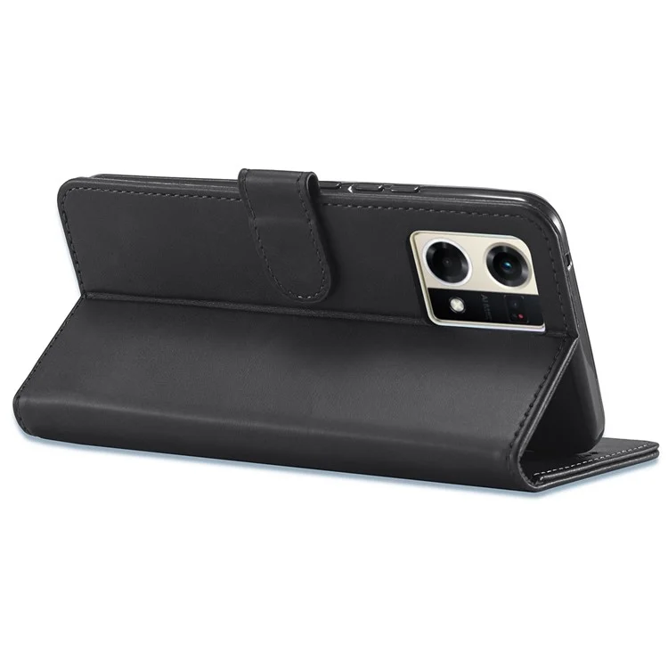 Lc. Imeeke Para Oppo Reno8 Pro 5G (versión Global) Case de Billetera Completamente Envuelta PU Cuero Cierre Magnético Folio Folio Phone Cover - Negro