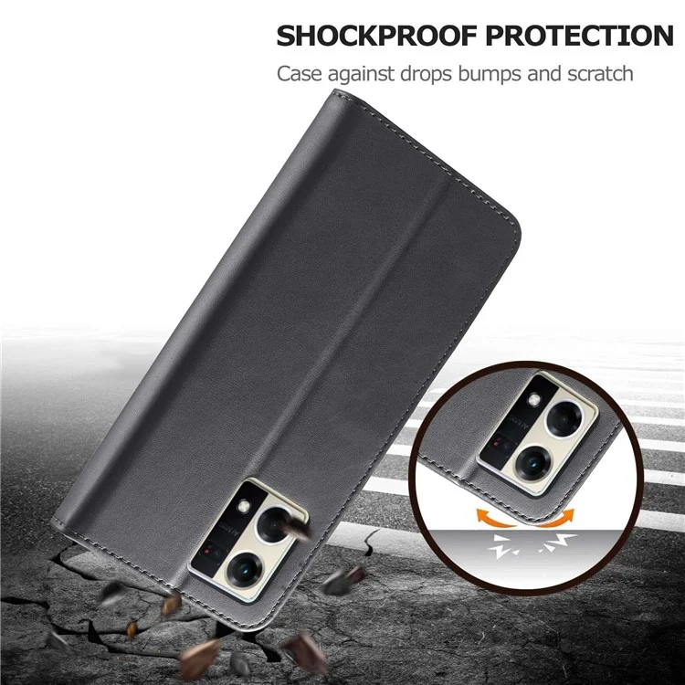 Lc. Imeeke Para Oppo Reno8 Pro 5G (versión Global) Case de Billetera Completamente Envuelta PU Cuero Cierre Magnético Folio Folio Phone Cover - Negro