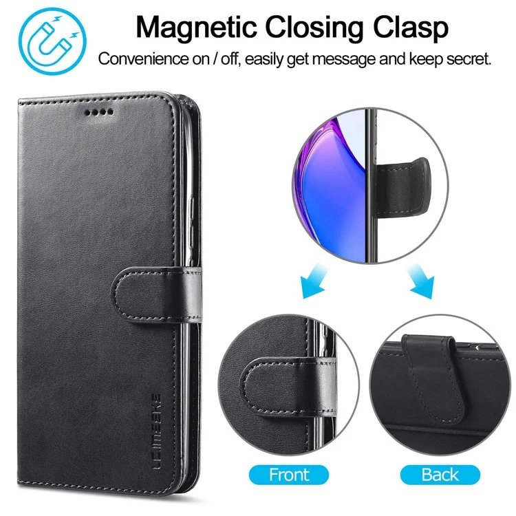 Lc. Imeeke Para Oppo Reno8 Pro 5G (versión Global) Case de Billetera Completamente Envuelta PU Cuero Cierre Magnético Folio Folio Phone Cover - Negro