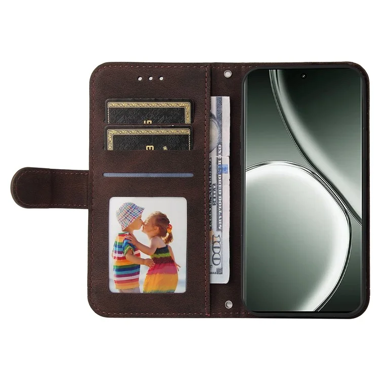 Para Realme GT 6 5G / GT Neo6 SE 5G Case Wallet Stand View Capa de Telefone de Couro PU - Marrom