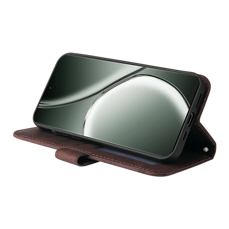 Para Realme GT 6 5G / GT Neo6 SE 5G Case Wallet Stand View Capa de Telefone de Couro PU - Marrom