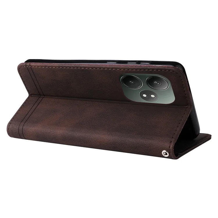 Para Realme GT 6 5G / GT Neo6 SE 5G Case Wallet Stand View Capa de Telefone de Couro PU - Marrom