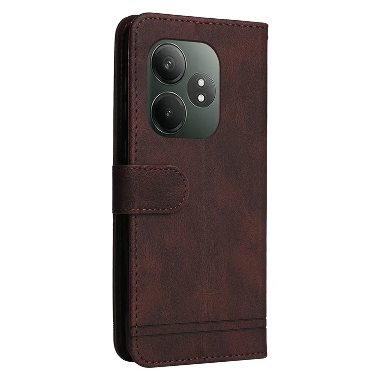 Para Realme GT 6 5G / GT Neo6 SE 5G Case Wallet Stand View Capa de Telefone de Couro PU - Marrom