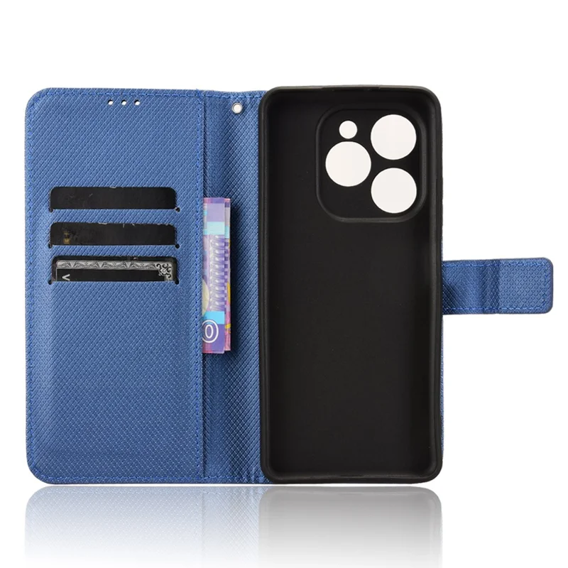 For TECNO Spark 20 Pro 5G / KJ8 Phone Stand Case Diamond Texture PU Leather Cover Wallet - Blue