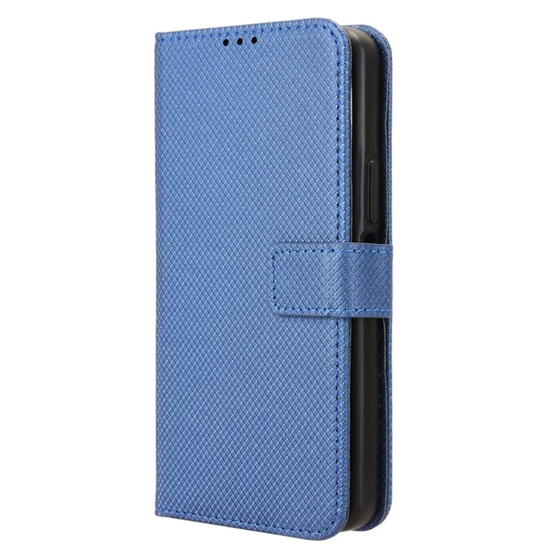For TECNO Spark 20 Pro 5G / KJ8 Phone Stand Case Diamond Texture PU Leather Cover Wallet - Blue