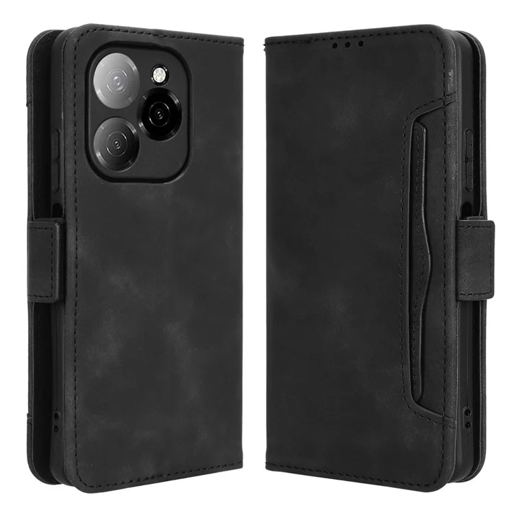 For TECNO Spark 20 Pro 5G KJ8 Leather Case Phone Wallet Cover with Multiple Card Slots - Black
