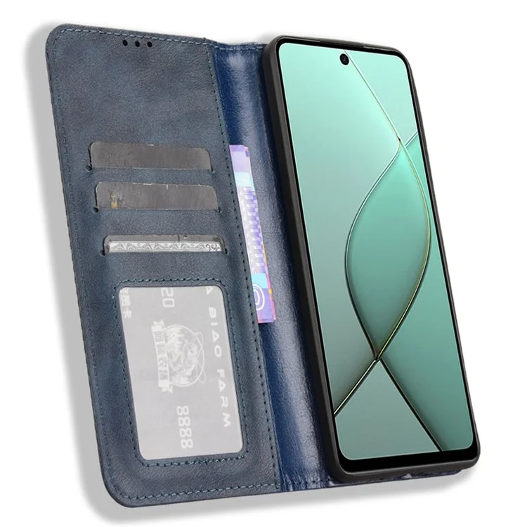 For TECNO Spark 20 Pro 5G KJ8 Case Retro Texture Leather Wallet Phone Cover - Blue
