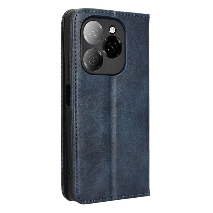 For TECNO Spark 20 Pro 5G KJ8 Case Retro Texture Leather Wallet Phone Cover - Blue