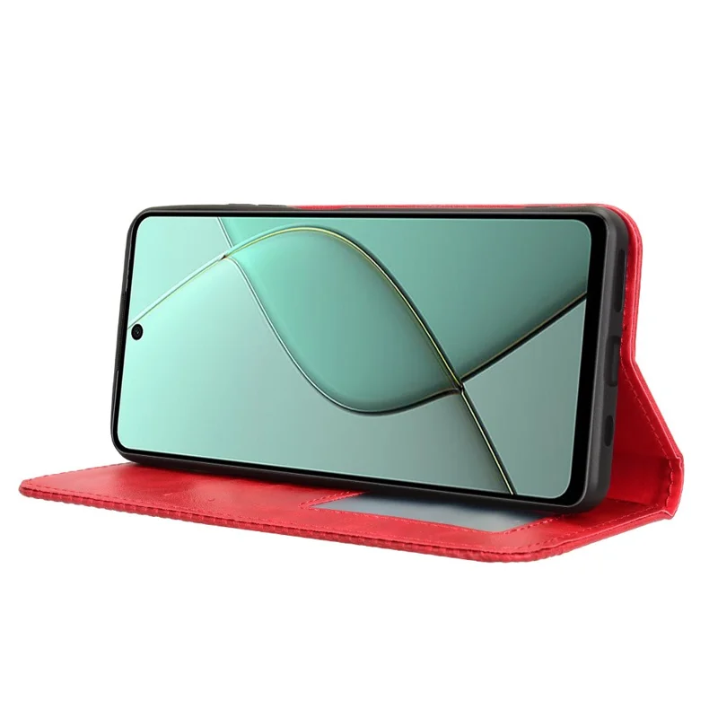 For TECNO Spark 20 Pro 5G KJ8 Case Retro Texture Leather Wallet Phone Cover - Red