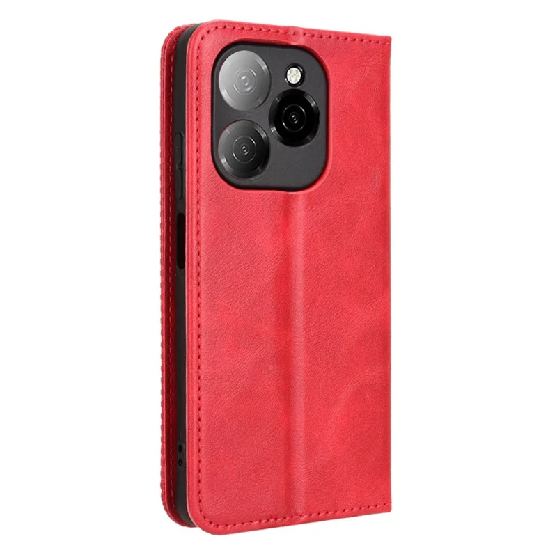 For TECNO Spark 20 Pro 5G KJ8 Case Retro Texture Leather Wallet Phone Cover - Red