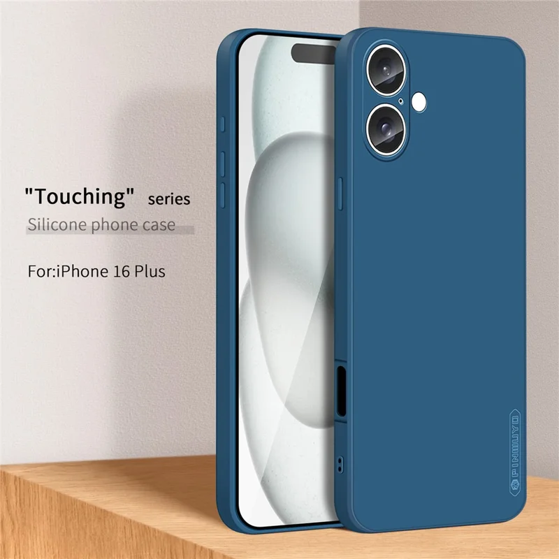 Capa para iPhone 16 Plus da série Touching JK da PINWUYO, anti-arranhões, toque sedoso de TPU - Azul marinho