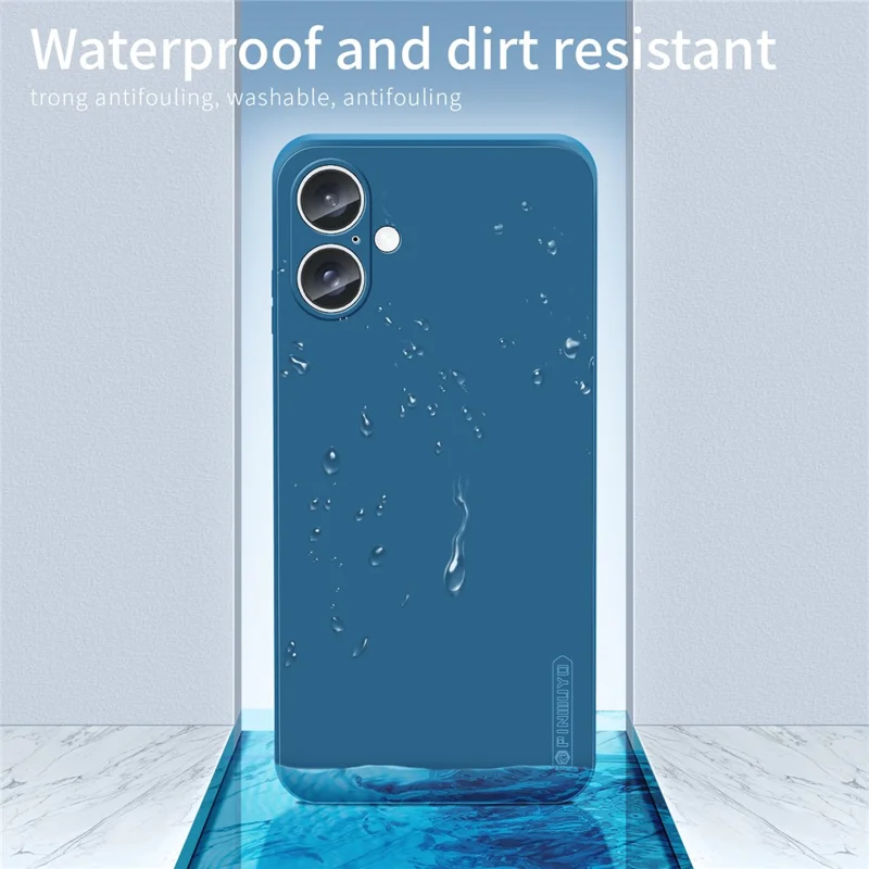 Capa para iPhone 16 Plus da série Touching JK da PINWUYO, anti-arranhões, toque sedoso de TPU - Azul marinho