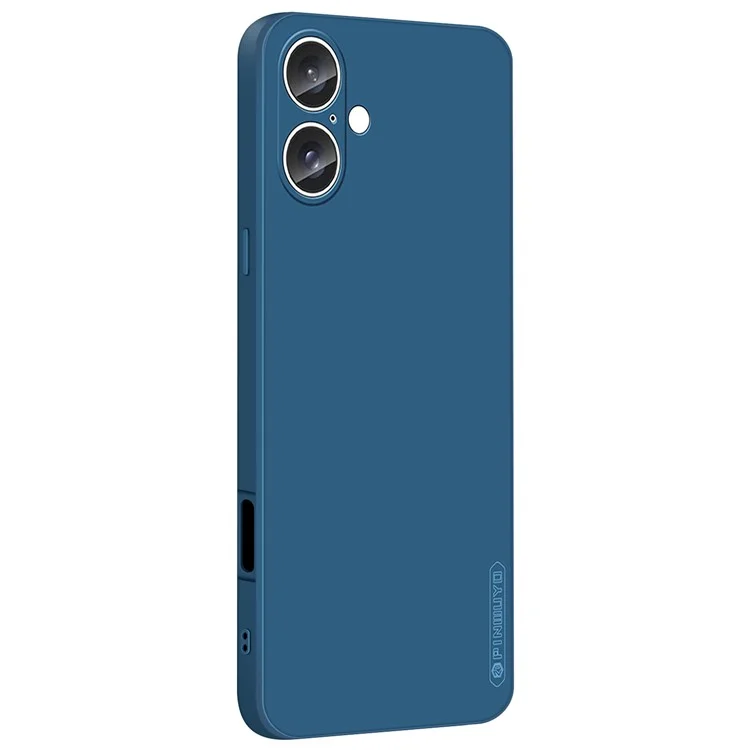 PINWUYO JK Touching Series Für iPhone 16 Case Fiber Flocking Liner Soft TPU Telefonhülle - Navy Blau