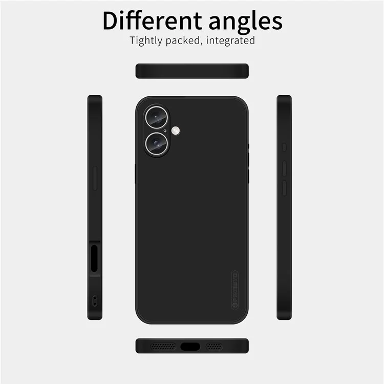 PINWUYO JK Touching Series Für iPhone 16 Case Fiber Flocking Liner Soft TPU Telefonhülle - Navy Blau
