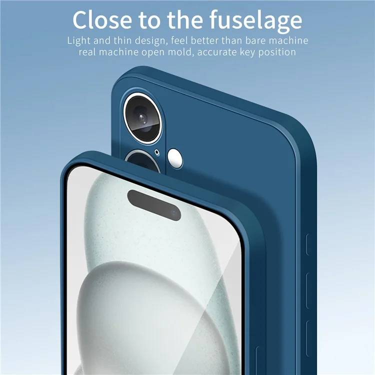 PINWUYO JK Touching Series Für iPhone 16 Case Fiber Flocking Liner Soft TPU Telefonhülle - Navy Blau