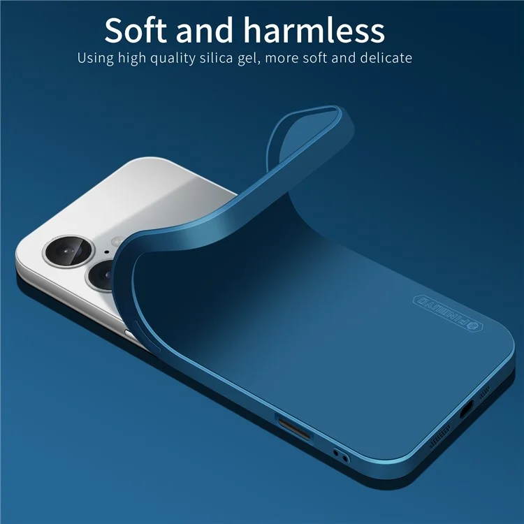 PINWUYO JK Touching Series Für iPhone 16 Case Fiber Flocking Liner Soft TPU Telefonhülle - Navy Blau