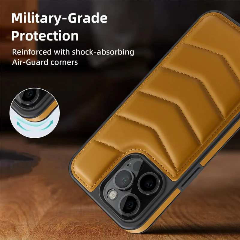 For iPhone 14 Pro Max Case Compatible with MagSafe RFID Blocking Card Slot Leather Back Cover - Brown